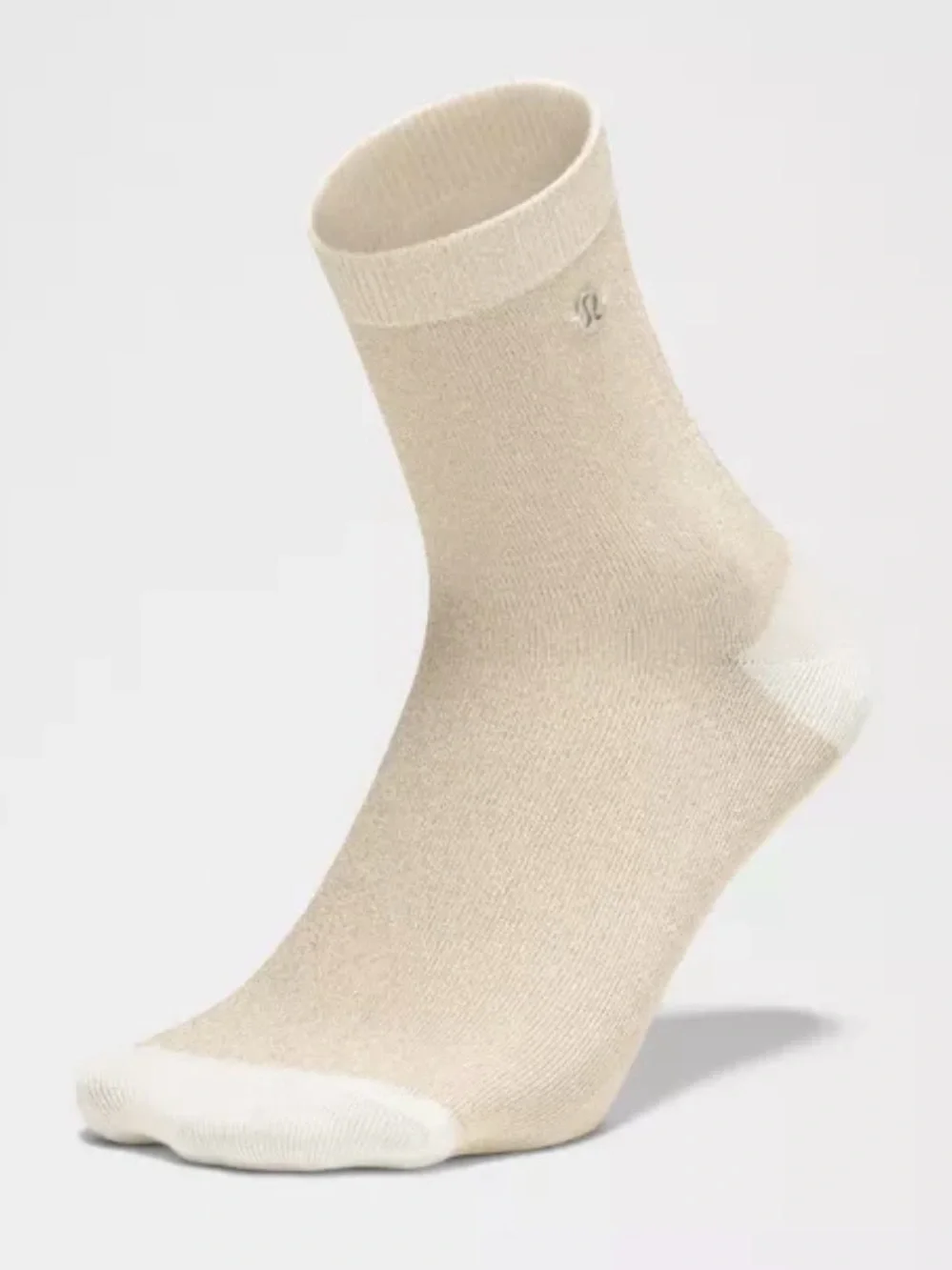 🆕 LULULEMON Glitter Quarter Socks Light Ivory NWT Size M